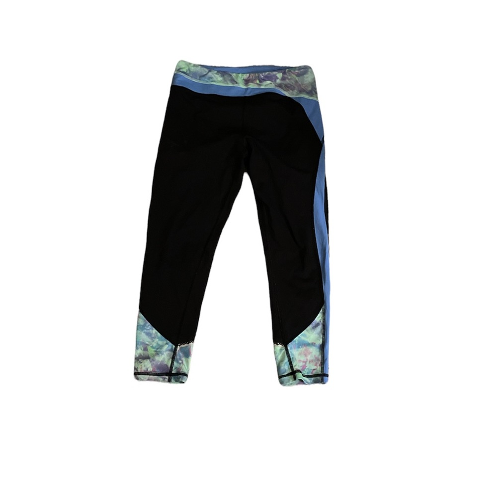 Lululemon Ivivva Watercolor Fun Black Leggings Stretchy Pants Tights Girls 14 - Picture 2 of 6